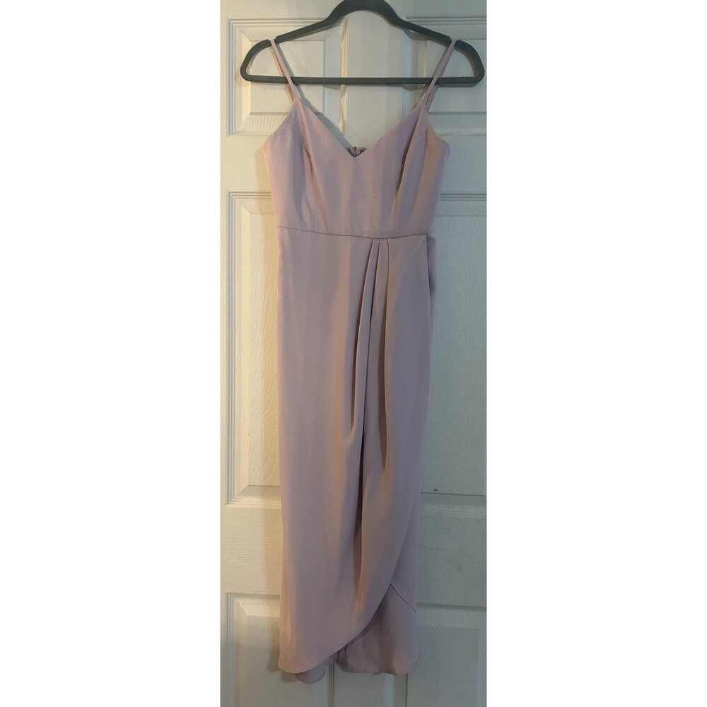 Lulu's Soft Pink Gown Sz XS Faux Wrap Style Maxi Length Dress Gala Wedding Prom